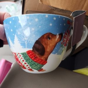 Portabello by Design Large Christmas Mug with Dachshund Dog Mistletoe Sweater